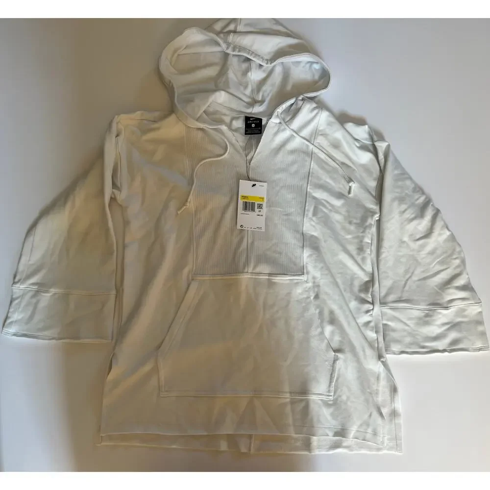 New Nike Women's Cropped Hoodie Yoga Luxe White CJ3673-121 Loose Fit Size S